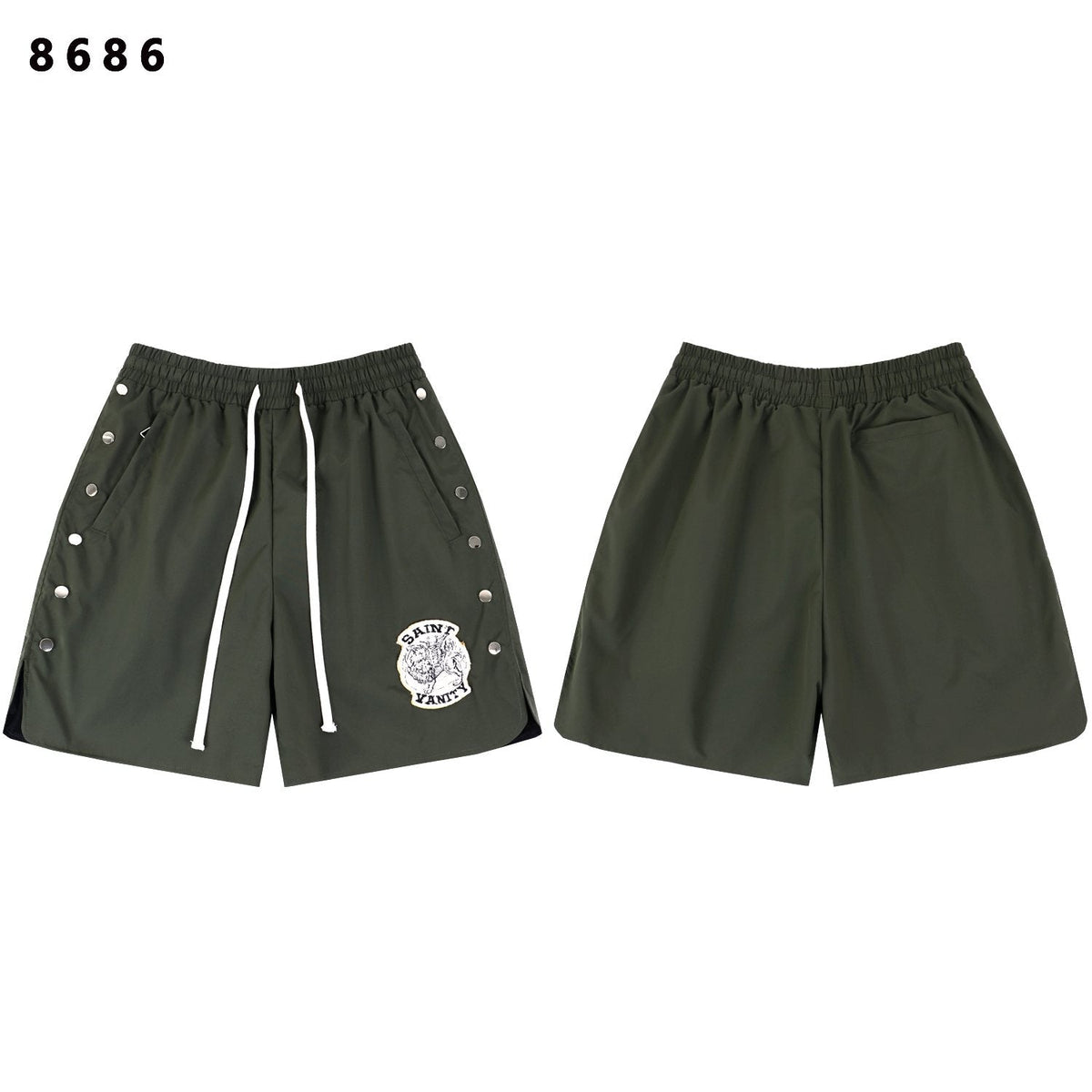 SAINT Vanity Embroidered Patch Shorts ¡ª front