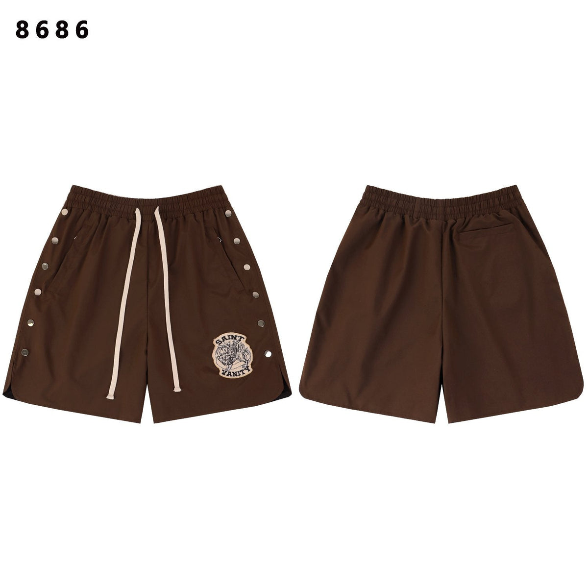 SAINT Vanity Embroidered Patch Shorts ¡ª front