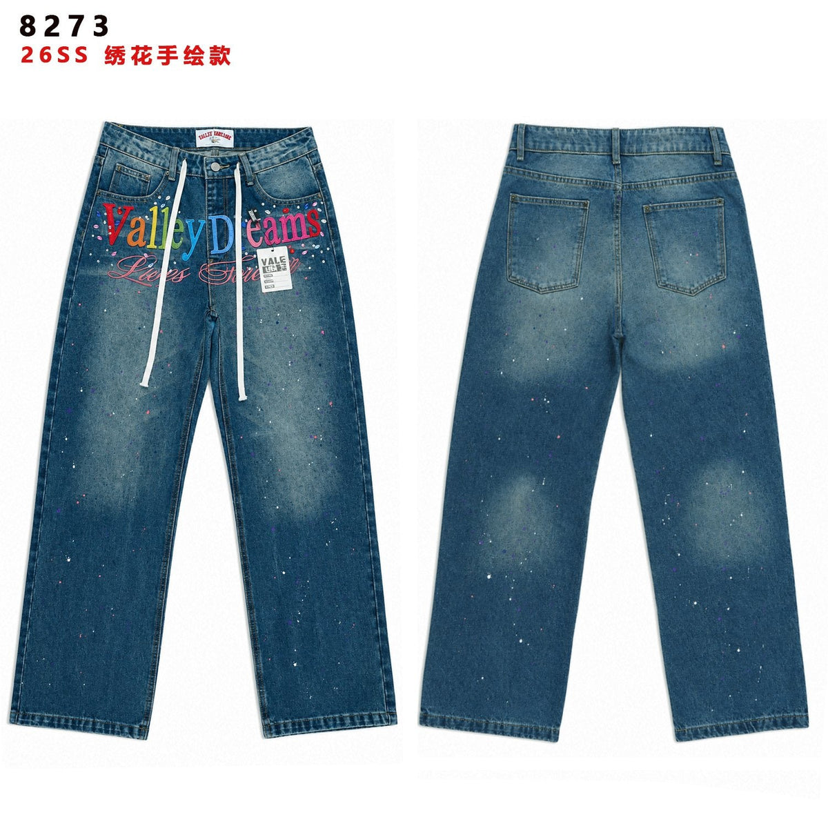 Valley Dreams Lives Forever Paint-Splatter Jeans ¡ª front