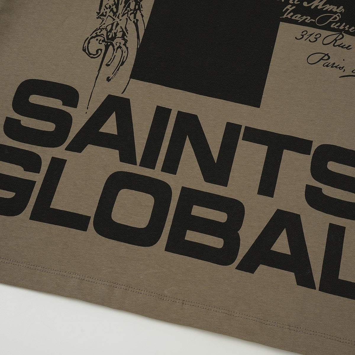 SAINT Taupe Front & Back Graphic T-Shirt ¡ª detail