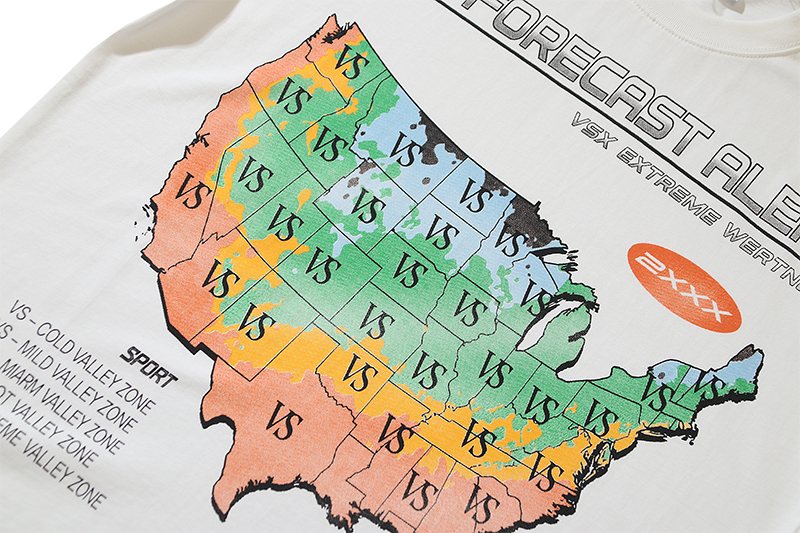VALE USA Forecast Alert Weather Map Graphic T-Shirt ¡ª detail