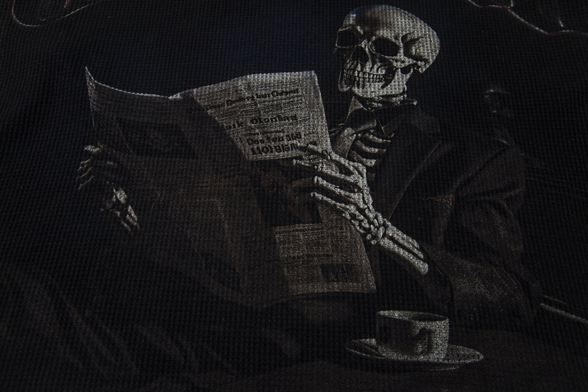 Godspeed Newspaper Skull Graphic Long-Sleeve T-Shirt ¡ª detail