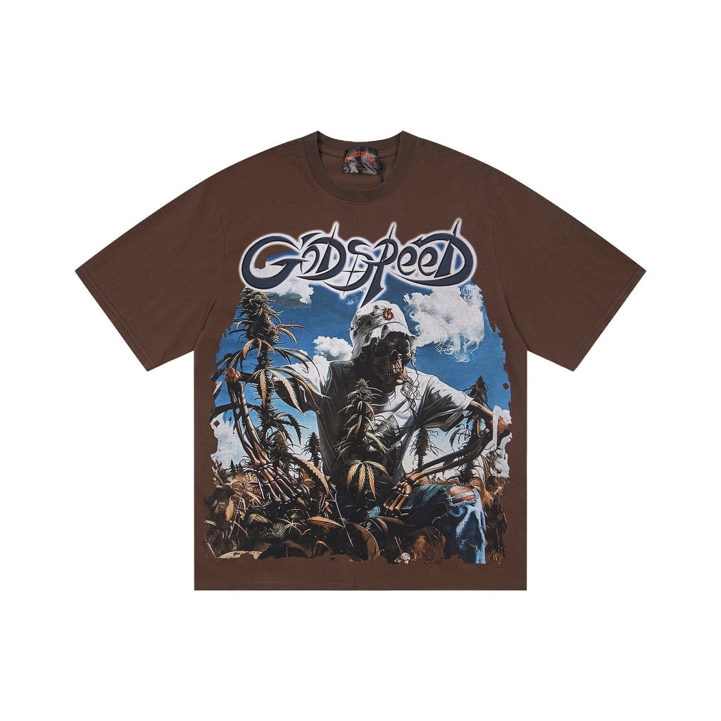 Godspeed It's Legalized Skeleton Palm Graphic T-Shirt ¡ª front
