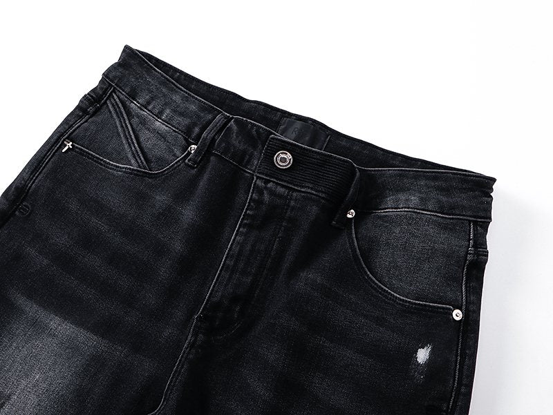R+A Black Distressed Washed Jeans ¡ª detail