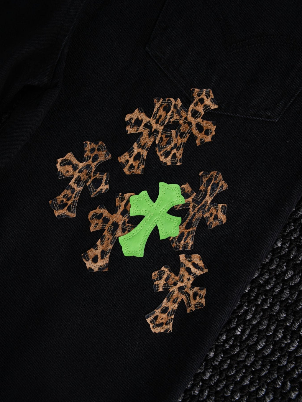 Chrome Hearts Leopard Cross Graphic Denim Pants ¡ª detail