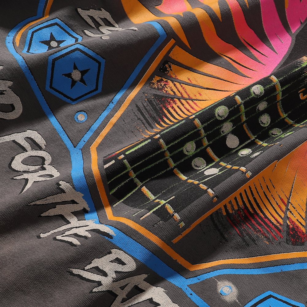 Rough Play Rock Hand Guitar Rhinestone Graphic T-Shirt ¡ª detail