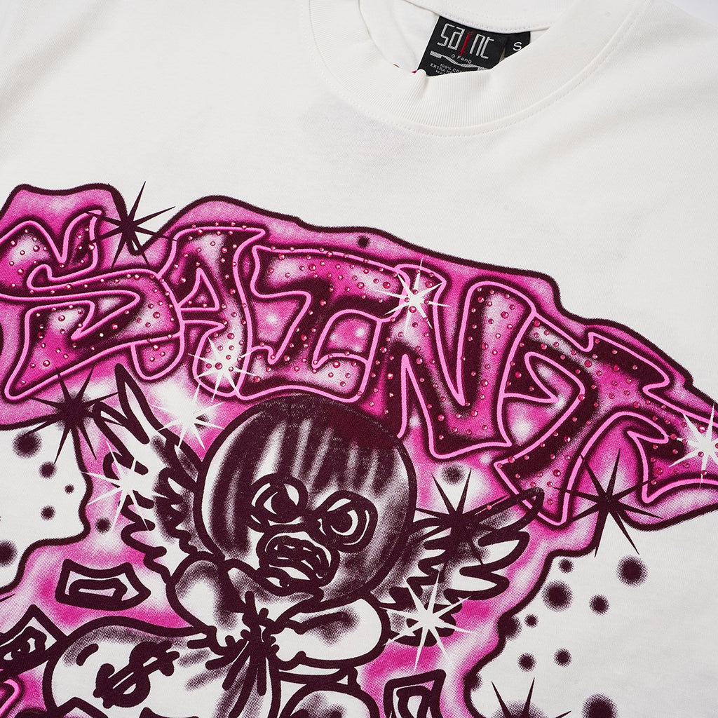 SAINT Rhinestone Front & Back Graphic T-Shirt ¡ª detail