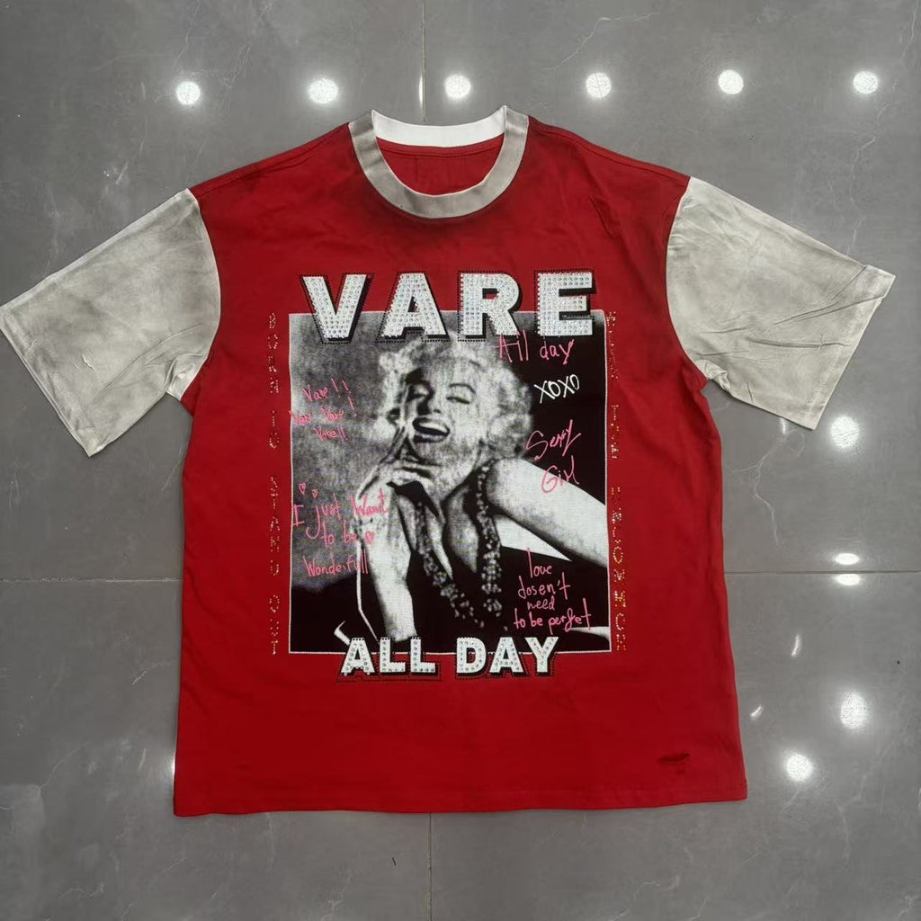 VARE ALL DAY Red Color Block Graphic T-Shirt ¡ª hero