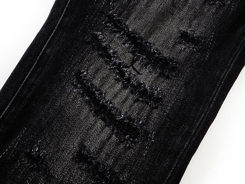 VALABASAS Washed Black Distressed Jeans ¡ª detail