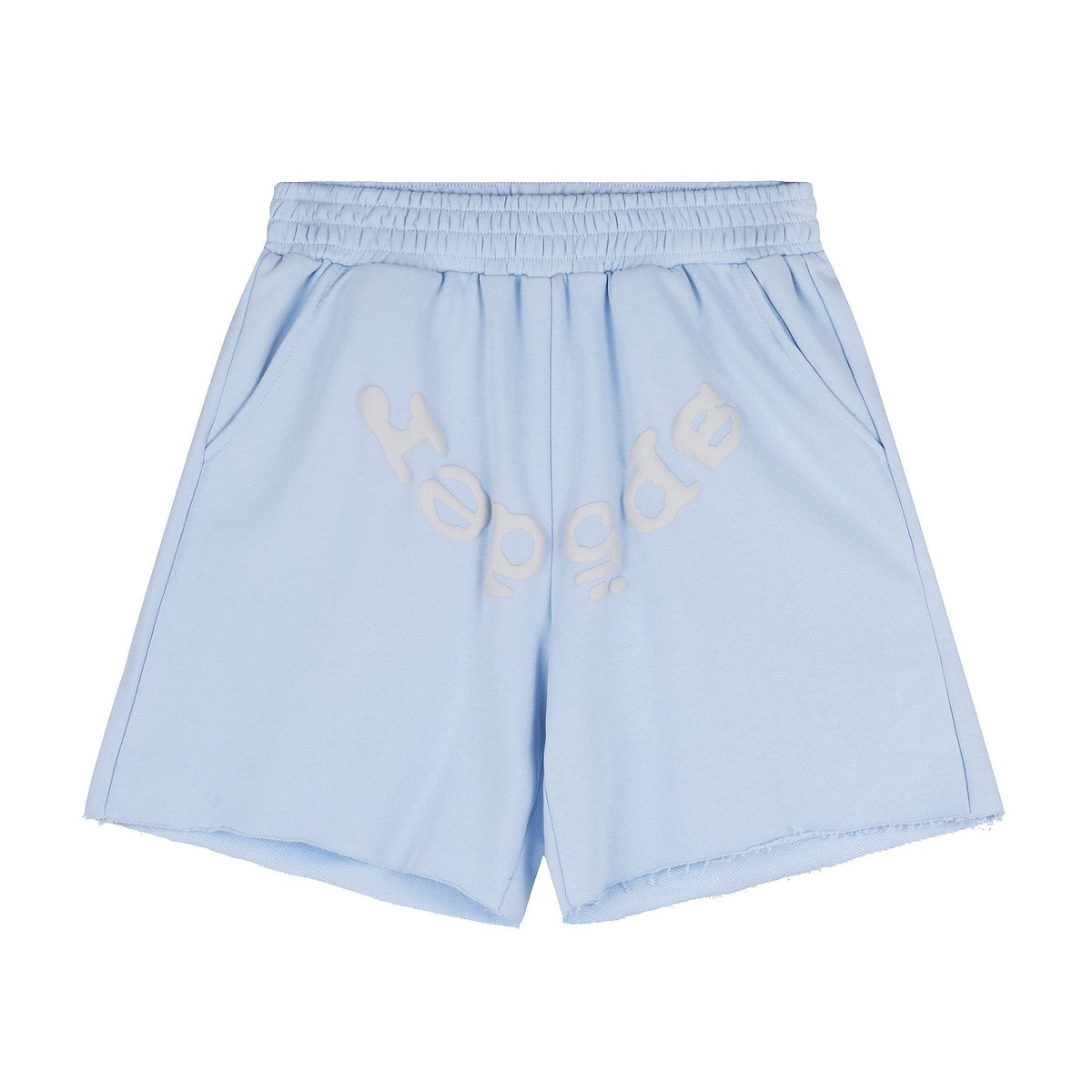 Sp5der Raised Graphic Raw Hem Shorts ¡ª front