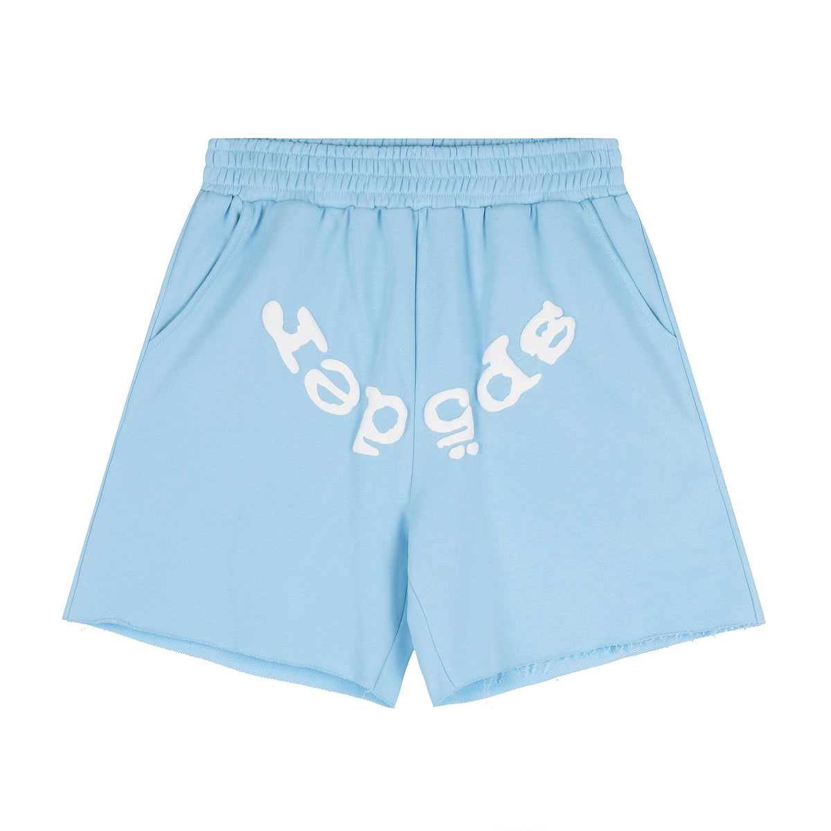 Sp5der Raised Graphic Raw Hem Shorts ¡ª front