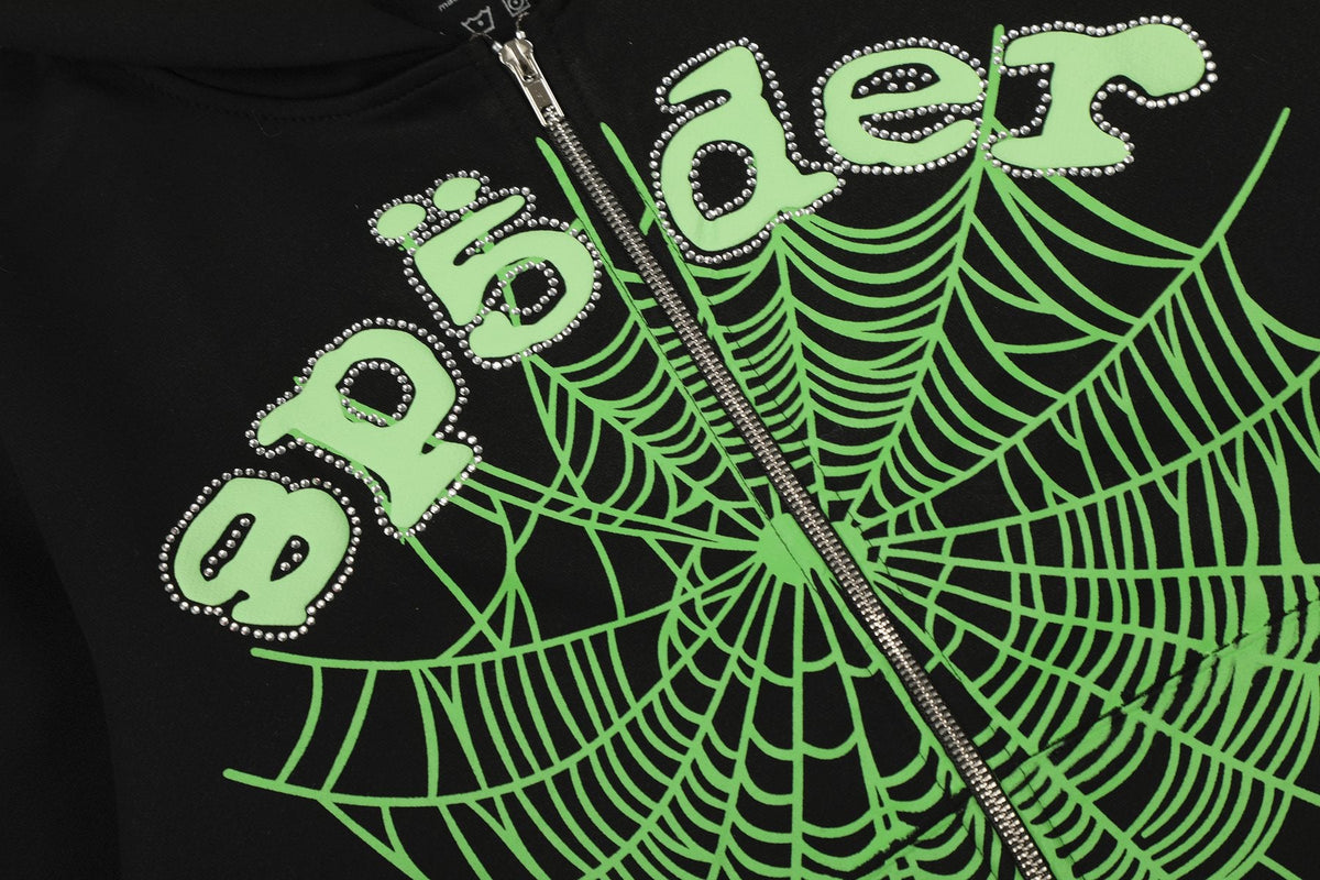 Sp5der Black Spiderweb Zip Hoodie ¡ª detail