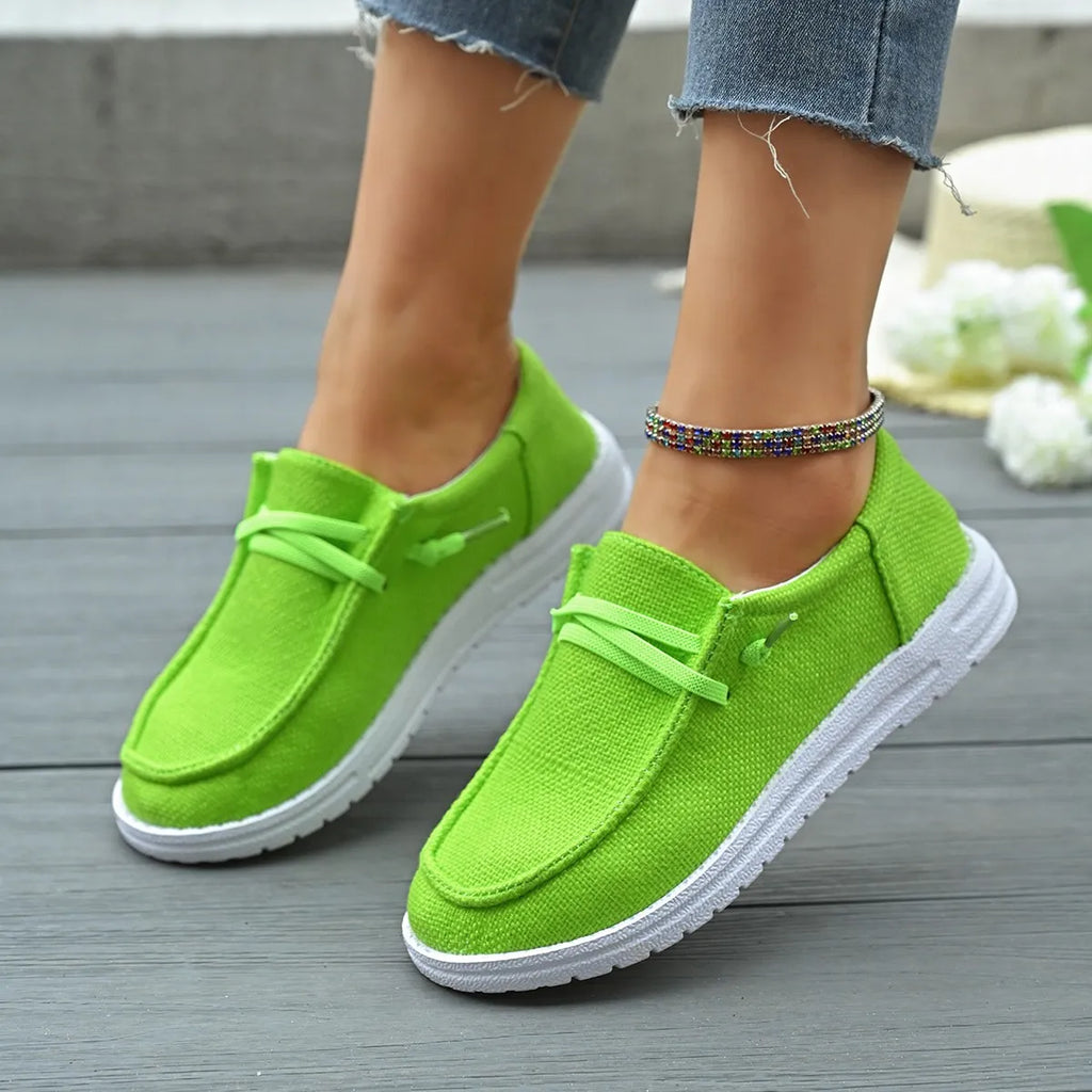 Women's Round Toe Canvas Slip-On Sneakers – Flat Casual Shoes | 7 Colors