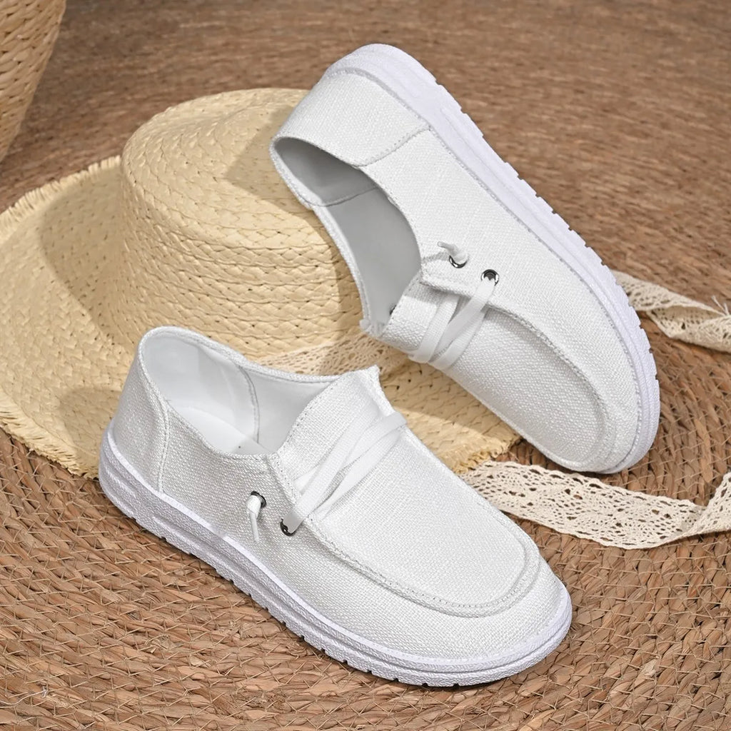 Women's Round Toe Canvas Slip-On Sneakers – Flat Casual Shoes | 7 Colors