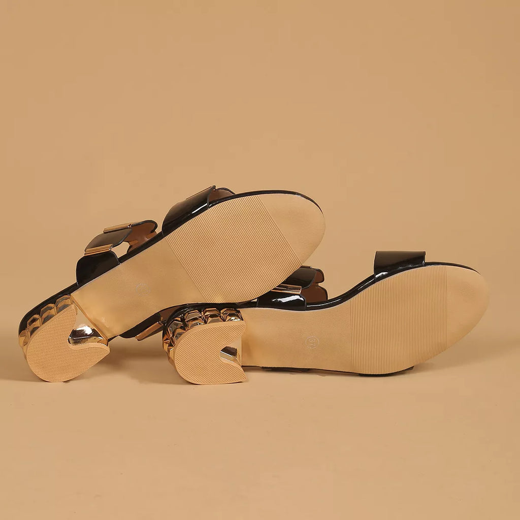 Women's Open Toe Block Heel Sandals | PU Leather Low Heels
