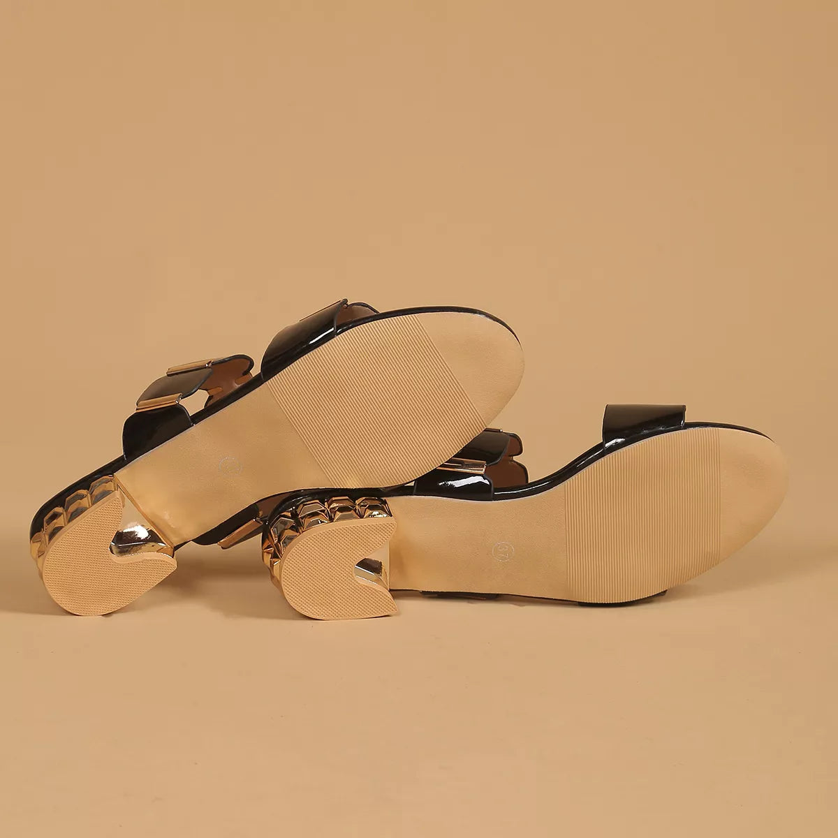 Women's Open Toe Block Heel Sandals | PU Leather Low Heels