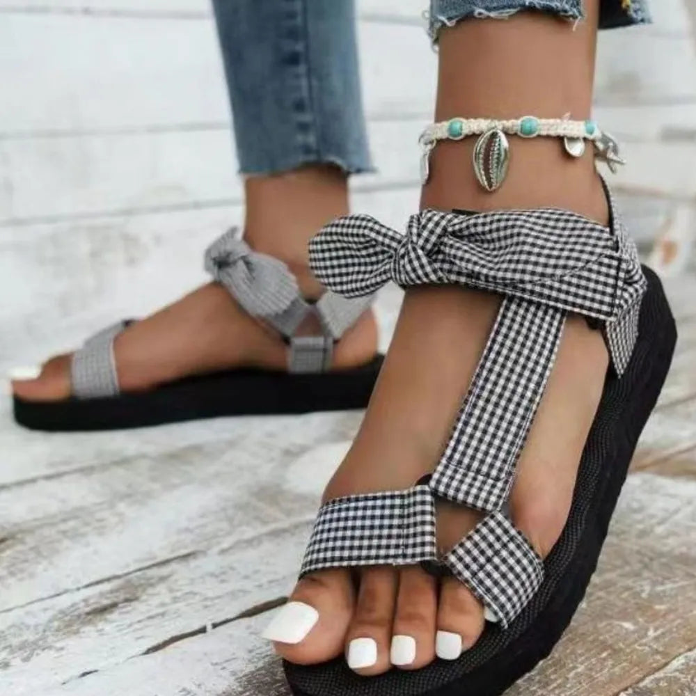 Women's Open Toe Flat Platform Sandals – Cloth Cover & Rubber Sole