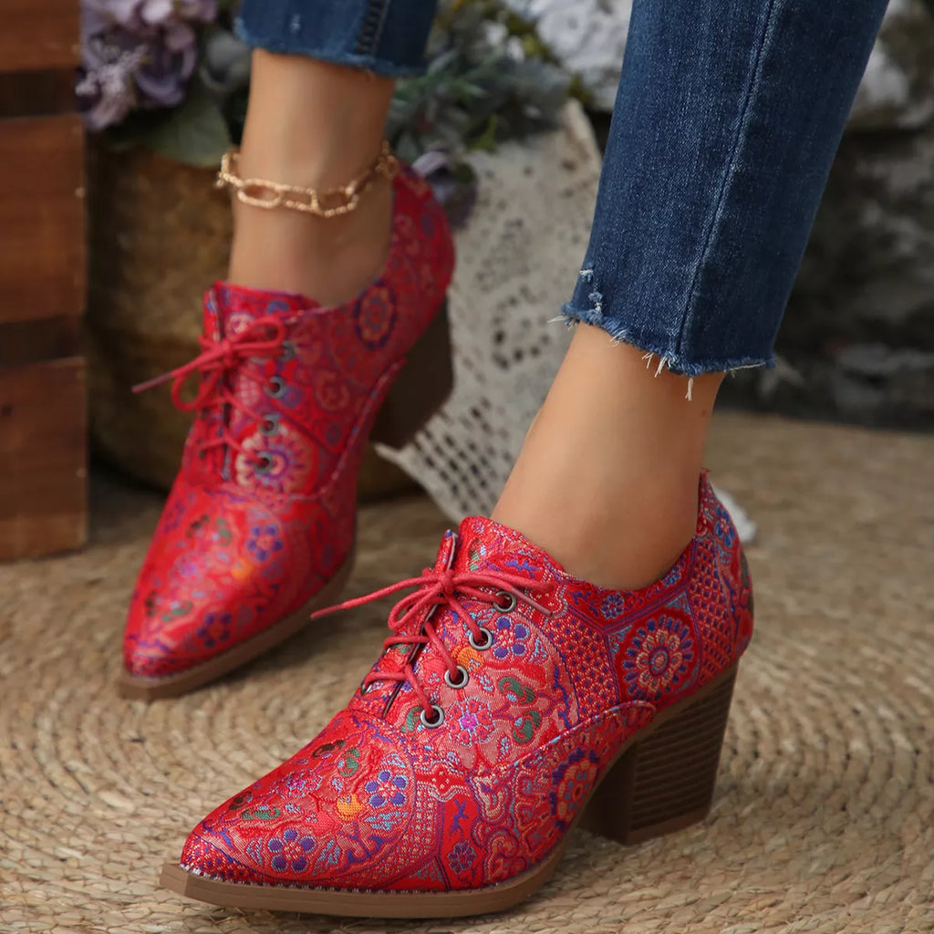 Women's Point Toe Block Heel Ankle Boots – PU Leather Mid Heel