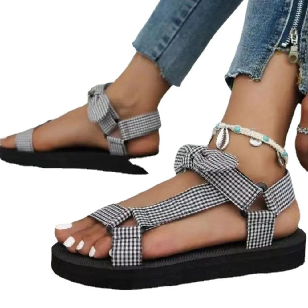 Women's Open Toe Flat Platform Sandals – Cloth Cover & Rubber Sole