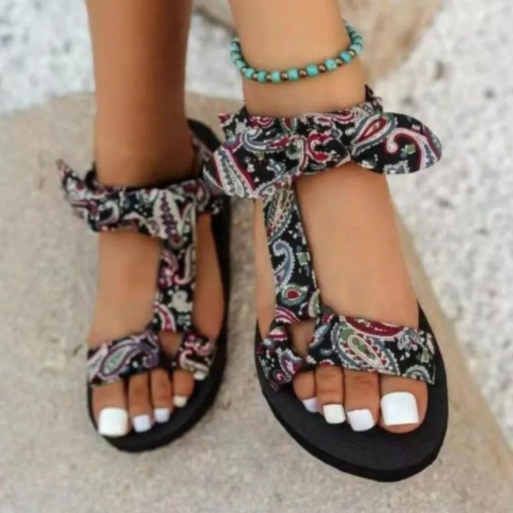 Women's Open Toe Flat Platform Sandals – Cloth Cover & Rubber Sole