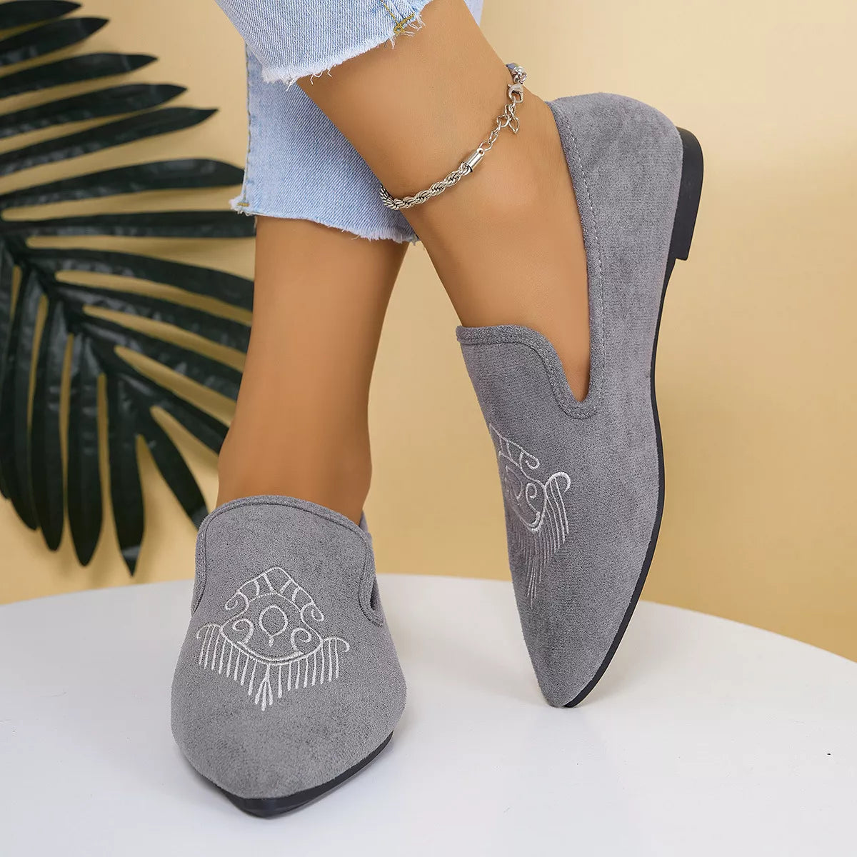 Women's Point Toe Slip-On Flats | PU Leather Flat Shoes 6 Styles