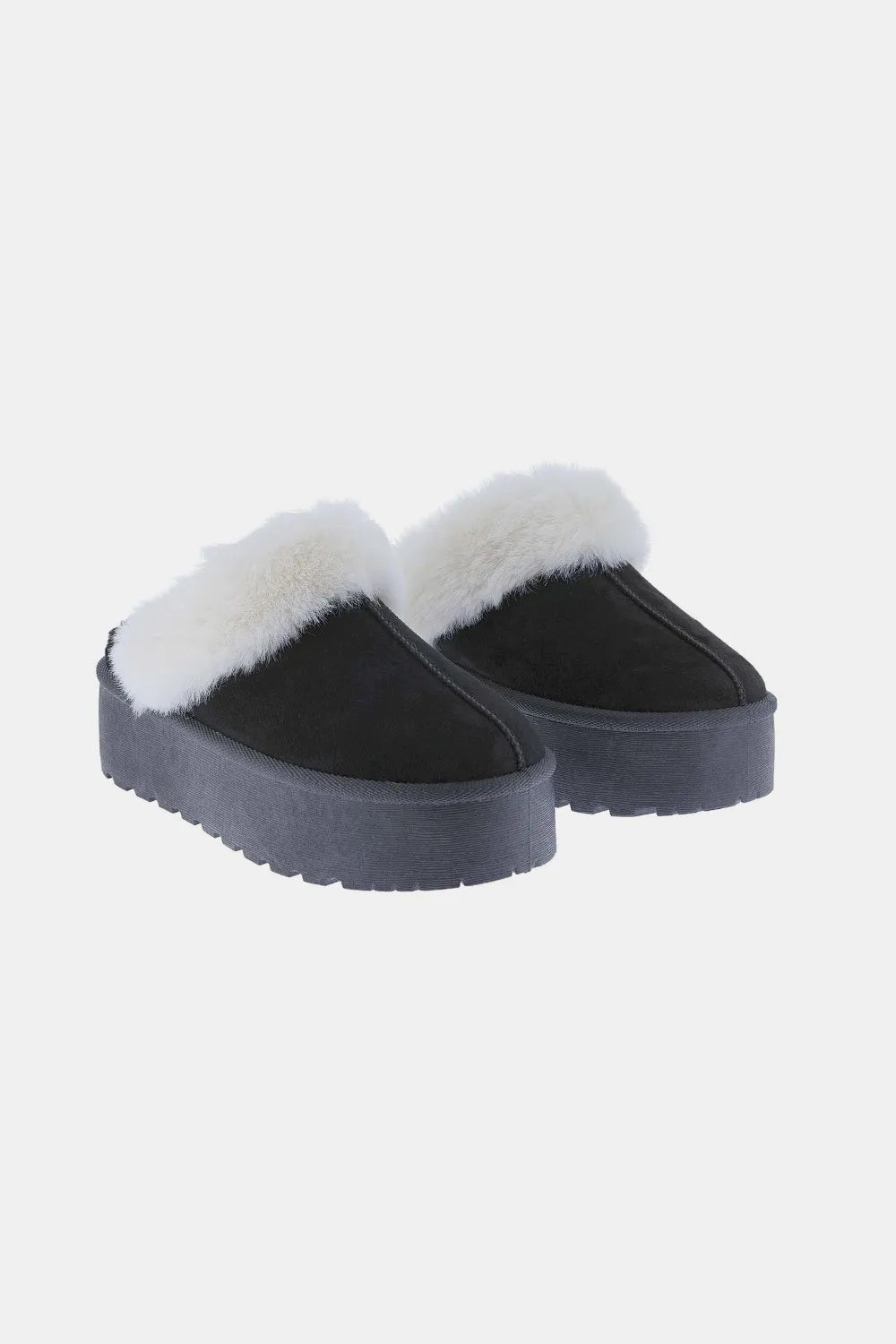 Women's Thick Bottom Fur Trim Snow Slippers | Cozy Slip-On House Shoes