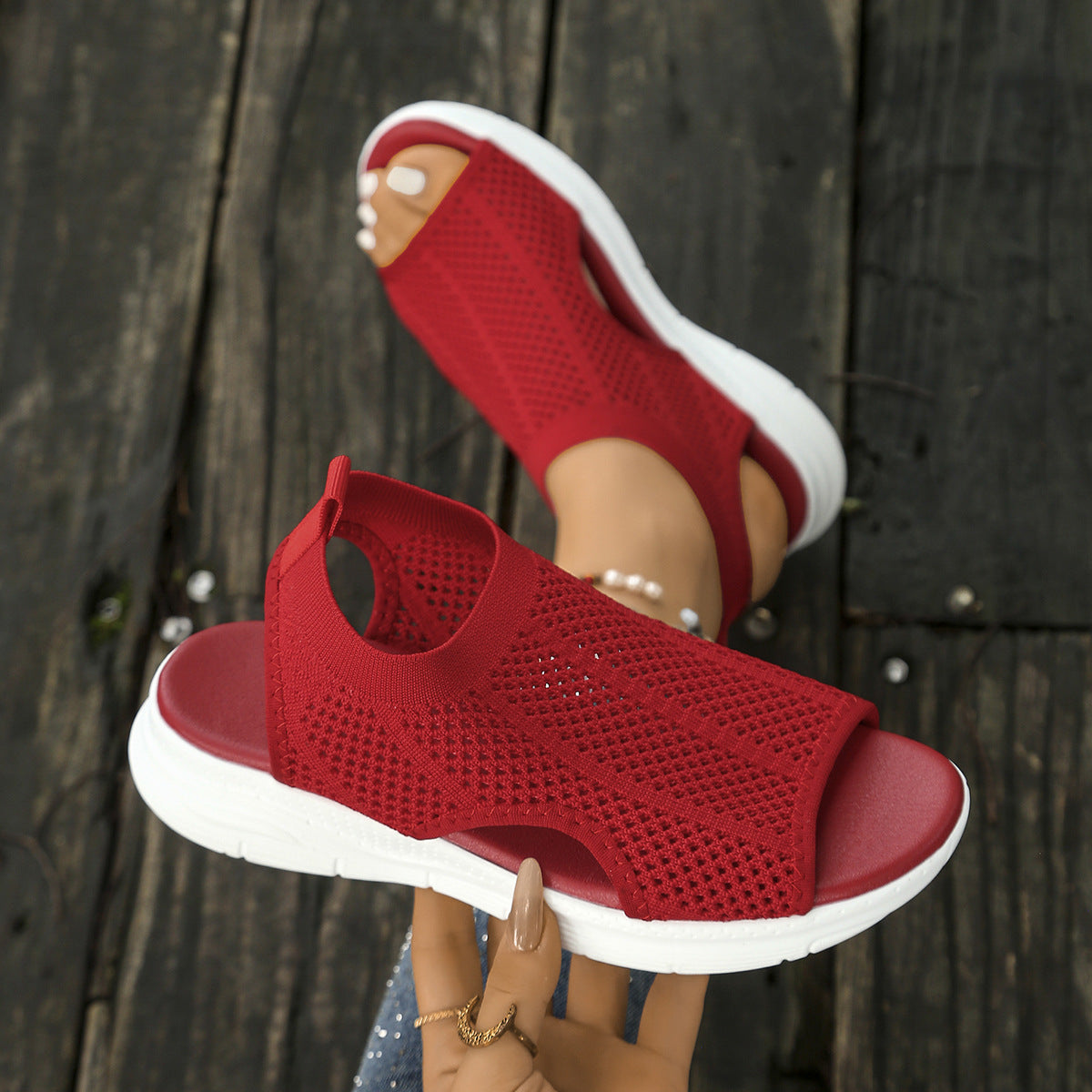 Women's Breathable Mesh Open Toe Sandals | Mid Heel Dress Sandals