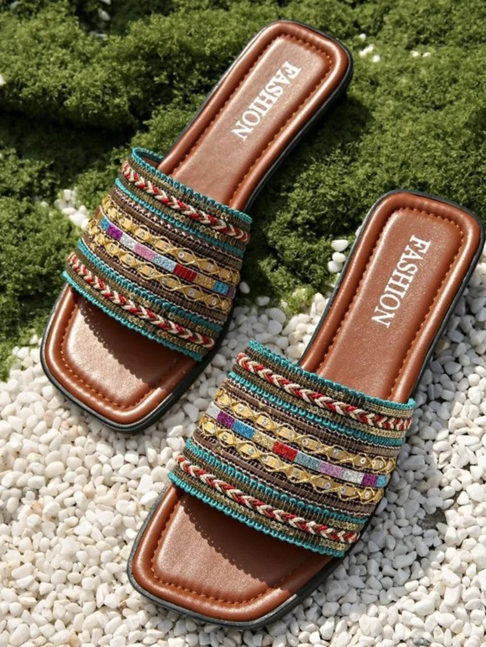 Women's Open Toe Flat Sandals – Lightweight Everyday Slip-On