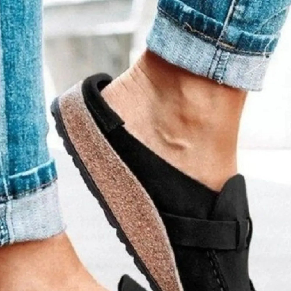 Women's Round Toe Low Heel Buckle Loafers | PU Leather Casual Shoes