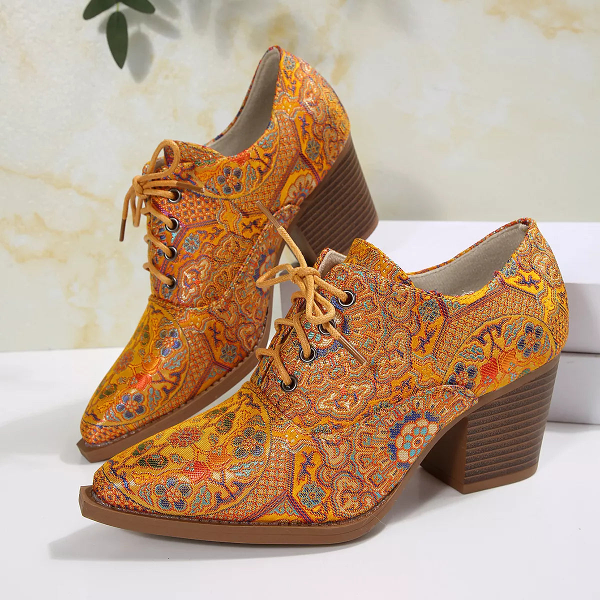 Women's Point Toe Block Heel Ankle Boots – PU Leather Mid Heel