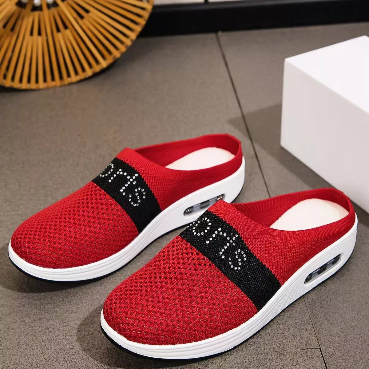 Women's Breathable Mesh Slip-On Sneakers – Lightweight Flat Shoes
