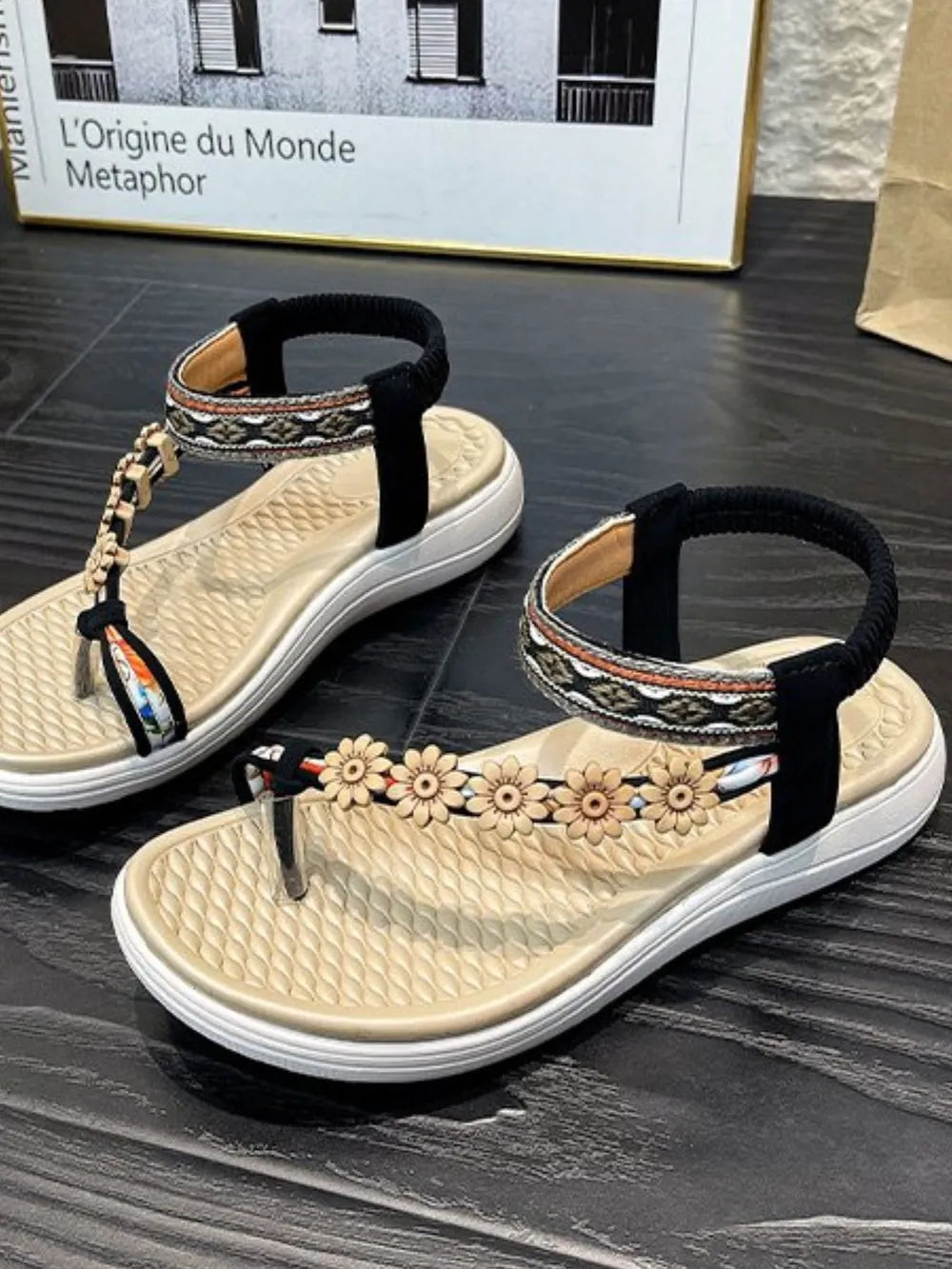 Women's Flower Ankle Strap Low Heel Sandals