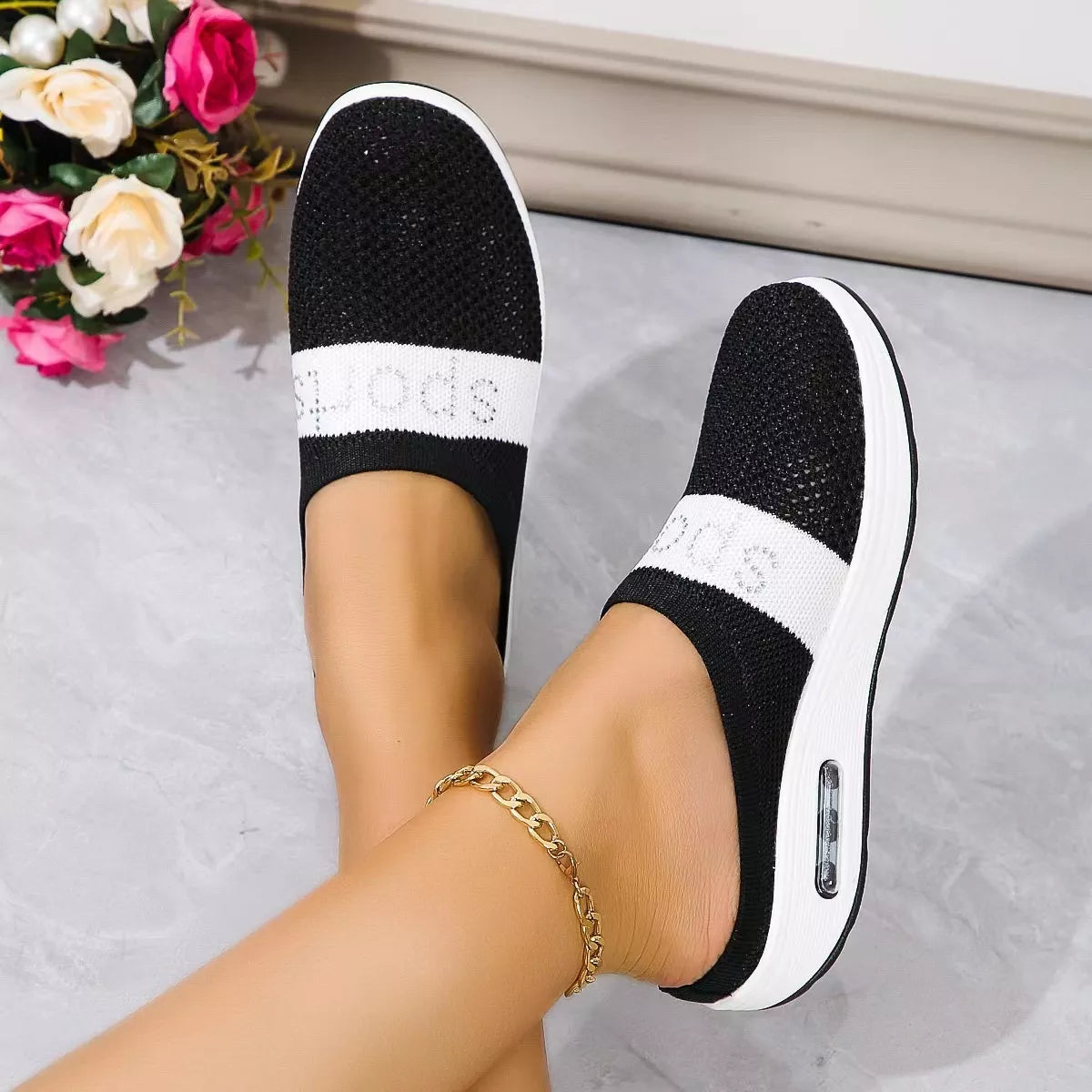 Women's Breathable Mesh Slip-On Sneakers – Lightweight Flat Shoes