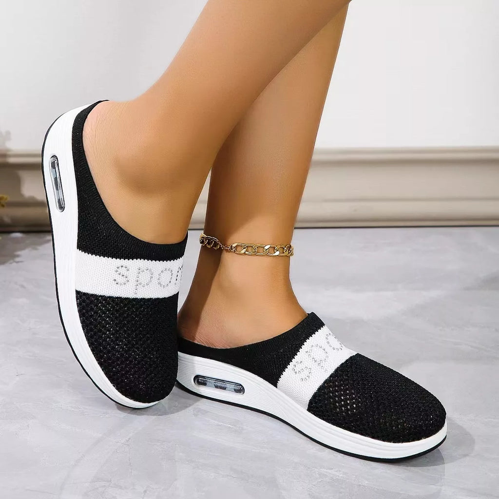 Women's Breathable Mesh Slip-On Sneakers – Lightweight Flat Shoes