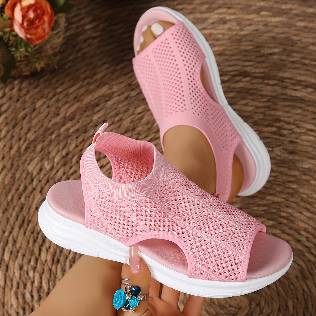 Women's Breathable Mesh Open Toe Sandals | Mid Heel Dress Sandals