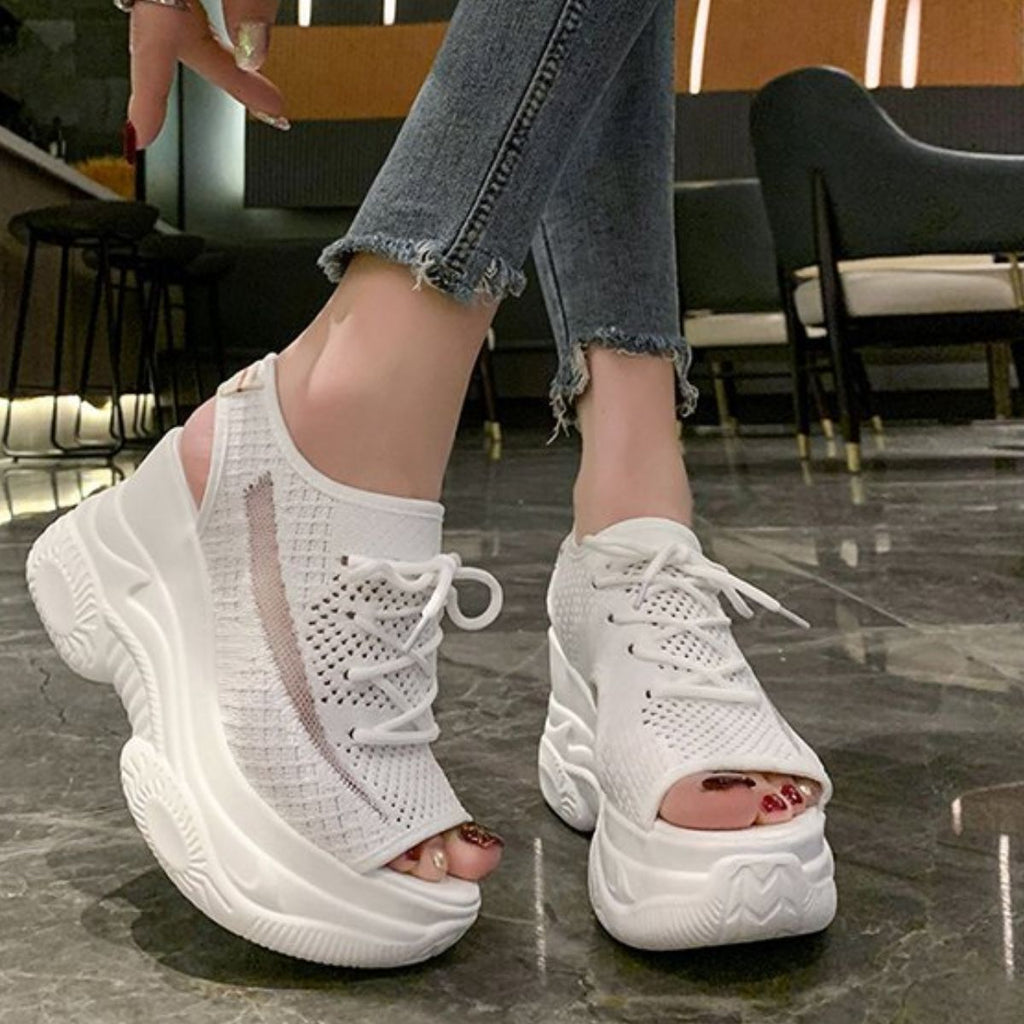 Women's Breathable Mesh Platform Sandals – High Heel Lightweight