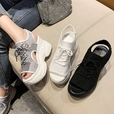 Women's Breathable Mesh Platform Sandals – High Heel Lightweight