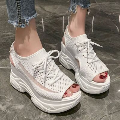 Women's Breathable Mesh Platform Sandals – High Heel Lightweight