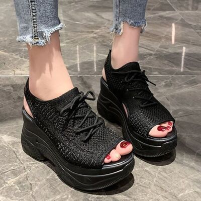 Women's Breathable Mesh Platform Sandals – High Heel Lightweight