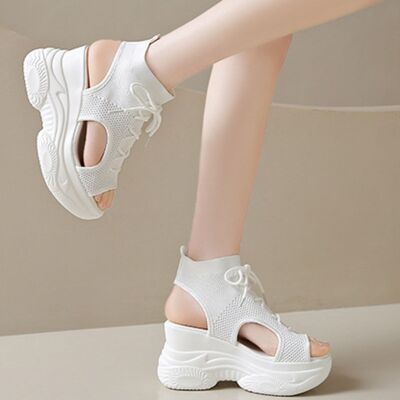 Women's Cutout Mesh Wedge Sandals – High Heel Breathable Style
