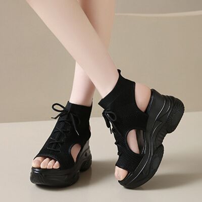 Women's Cutout Mesh Wedge Sandals – High Heel Breathable Style