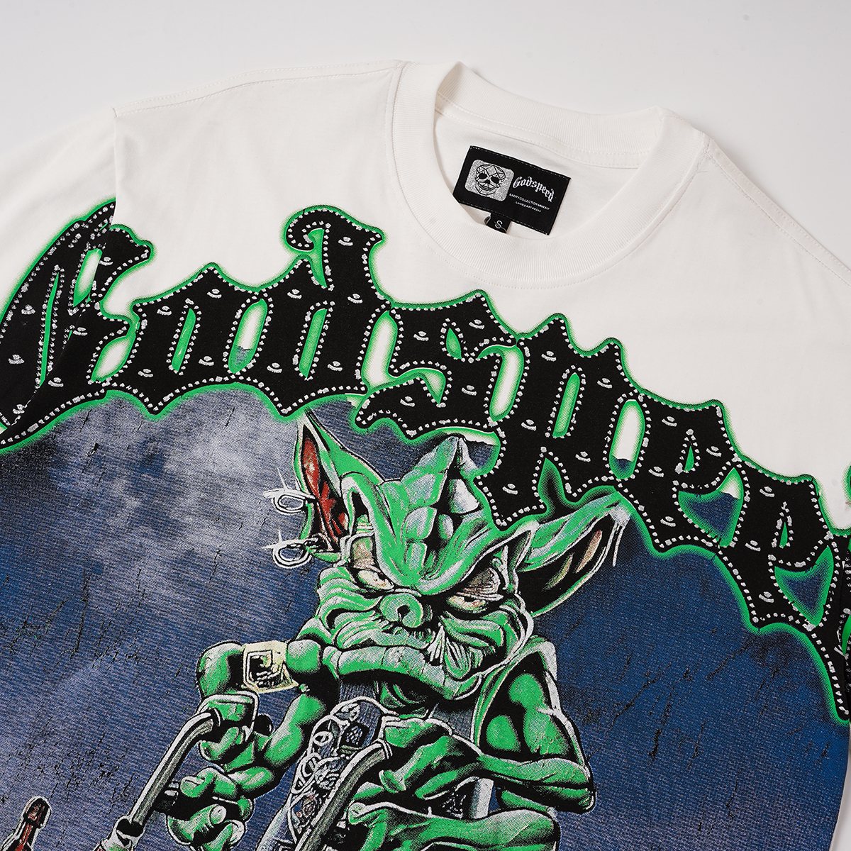 Godspeed Green Cart Character Graphic T-Shirt ¡ª detail