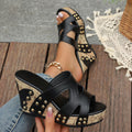 Women's Open Toe High Wedge Sandals – Bold Heel PU Leather